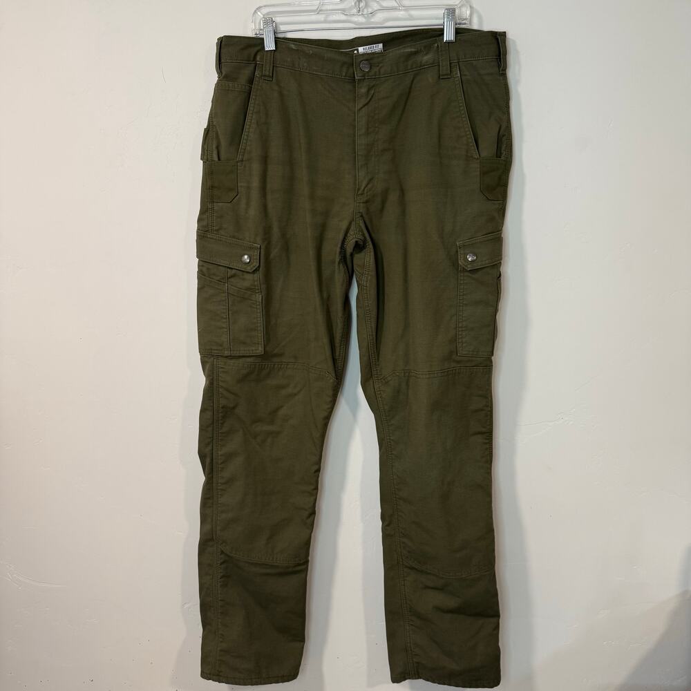 Carhartt Rugged Flex Relaxed Fit Ripstop Cargo Fleece-Lined Work Pant Green 38